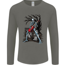 Graveyard Rock Guitar Skull Heavy Metal Mens Long Sleeve T-Shirt Charcoal