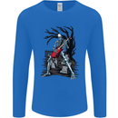 Graveyard Rock Guitar Skull Heavy Metal Mens Long Sleeve T-Shirt Royal Blue