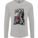 Graveyard Rock Guitar Skull Heavy Metal Mens Long Sleeve T-Shirt Sports Grey