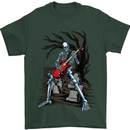 Graveyard Rock Guitar Skull Heavy Metal Mens T-Shirt Cotton Gildan Forest Green