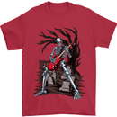 Graveyard Rock Guitar Skull Heavy Metal Mens T-Shirt Cotton Gildan Red