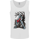 Graveyard Rock Guitar Skull Heavy Metal Mens Vest Tank Top White