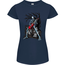 Graveyard Rock Guitar Skull Heavy Metal Womens Petite Cut T-Shirt Navy Blue