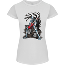 Graveyard Rock Guitar Skull Heavy Metal Womens Petite Cut T-Shirt White