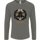 Greek Helmet Gym Training Top Spartan MMA Mens Long Sleeve T-Shirt Charcoal