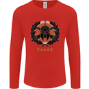 Greek Helmet Gym Training Top Spartan MMA Mens Long Sleeve T-Shirt Red