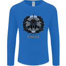 Greek Helmet Gym Training Top Spartan MMA Mens Long Sleeve T-Shirt Royal Blue