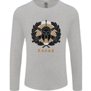 Greek Helmet Gym Training Top Spartan MMA Mens Long Sleeve T-Shirt Sports Grey