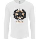Greek Helmet Gym Training Top Spartan MMA Mens Long Sleeve T-Shirt White