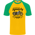 Legendary Motorcycles Biker Cafe Racer Mens S/S Baseball T-Shirt Gold/Green