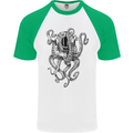 Scuba Diving Octopus Diver Mens S/S Baseball T-Shirt White/Green