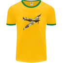 A Supermarine Spitfire Fying Solo Mens Ringer T-Shirt FotL Gold/Green