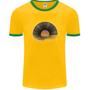 Vinyl Sunset Record LP Turntable Music Mens Ringer T-Shirt FotL Gold/Green