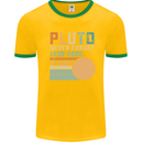 Pluto Never Forget Space Planet Astronomy Mens White Ringer T-Shirt Gold/Green