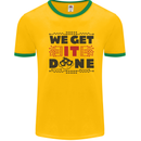 We Get It Done Funny Tecky  IT Professional Mens White Ringer T-Shirt Gold/Green