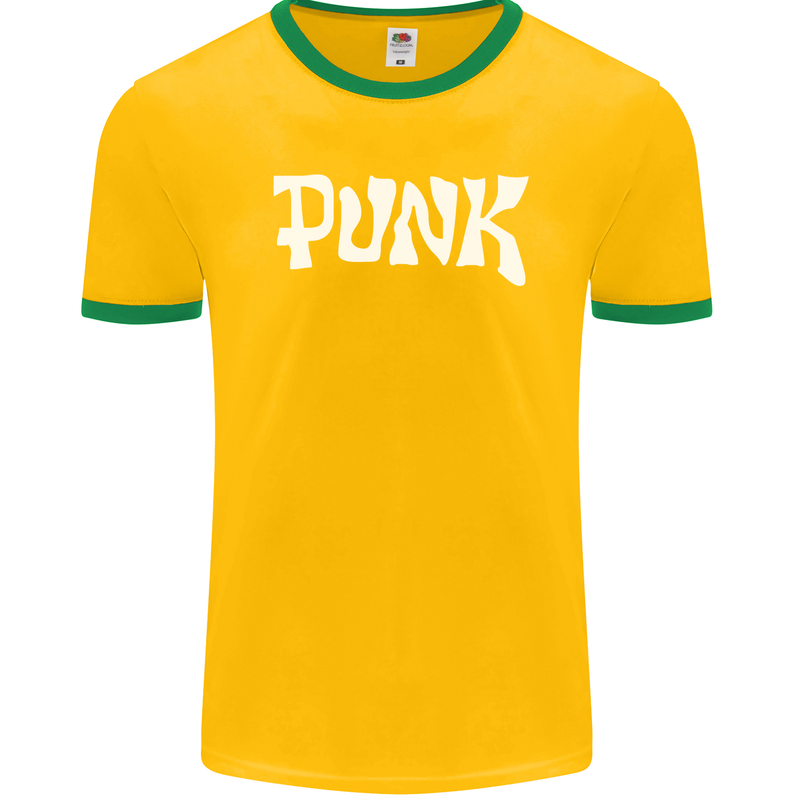 Punk As Worn By Mens Ringer T-Shirt FotL Gold/Green