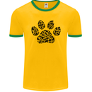 Dog Paw Print Word Art Mens Ringer T-Shirt FotL Gold/Green