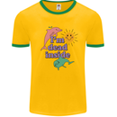 I'm Dead Inside Dolphins Sunrise Mens White Ringer T-Shirt Gold/Green