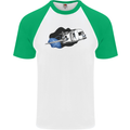 Funny Caravan Space Shuttle Caravanning Mens S/S Baseball T-Shirt White/Green