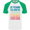 21st Birthday 21 Year Old Mens S/S Baseball T-Shirt White/Green