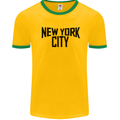 New York City as Worn by John Lennon Mens White Ringer T-Shirt Gold/Green