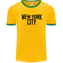 New York City as Worn by John Lennon Mens White Ringer T-Shirt Gold/Green