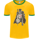 A Nights Templar St. George's Day England Mens White Ringer T-Shirt Gold/Green