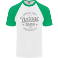 Vintage Year 55th Birthday 1968 Mens S/S Baseball T-Shirt White/Green