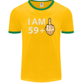 60th Birthday Funny Offensive 60 Year Old Mens Ringer T-Shirt FotL Gold/Green