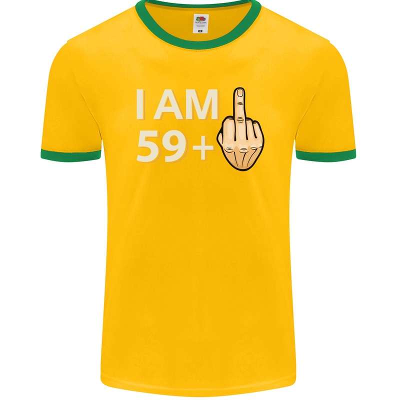 60th Birthday Funny Offensive 60 Year Old Mens Ringer T-Shirt FotL Gold/Green