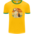 Dogs Beagle With a Retro Sunset Background Mens White Ringer T-Shirt Gold/Green