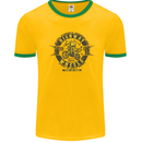 Highway Wheels Motocross Motorcycle Mens White Ringer T-Shirt Gold/Green