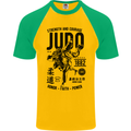 Judo Strength and Courage Martial Arts MMA Mens S/S Baseball T-Shirt Gold/Green