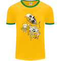 Zombie Cheer Skull Halloween Alcohol Beer Mens Ringer T-Shirt FotL Gold/Green