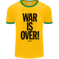 War Is Over if You Want It John Lennon Mens White Ringer T-Shirt Gold/Green