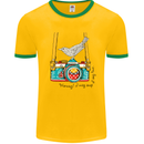 Camera With a Bird Photographer Photography Mens White Ringer T-Shirt Gold/Green