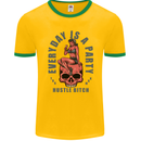 Every Day Is a Party Hustle Skull Alcohol Mens Ringer T-Shirt FotL Gold/Green