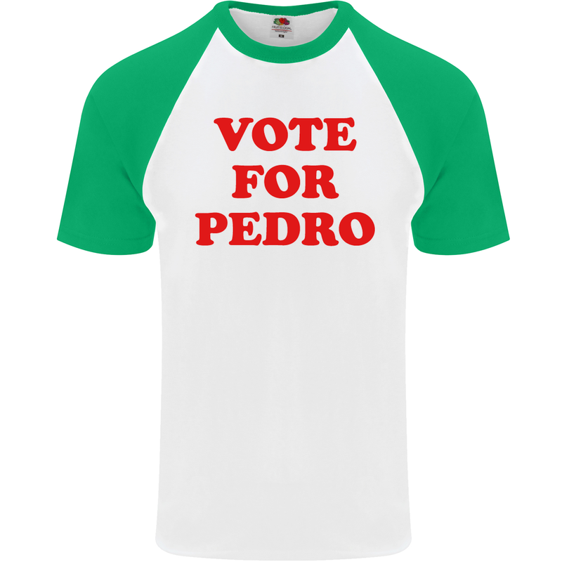 Vote For Pedro Mens S/S Baseball T-Shirt White/Green