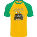 ATV All Terrain Vehicle 4X4 Quad Bike Mens S/S Baseball T-Shirt Gold/Green