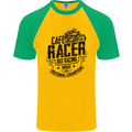 Cafe Racer Old Racing Motorcycle Biker Mens S/S Baseball T-Shirt Gold/Green