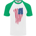 USA Stars & Stripes Flag July 4th America Mens S/S Baseball T-Shirt White/Green