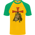 Knights Templar Prayer St. George's Day Mens S/S Baseball T-Shirt Gold/Green