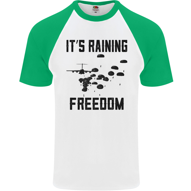 Freedom Parachute Regiment Para 1 2 3 4 10 Mens S/S Baseball T-Shirt White/Green