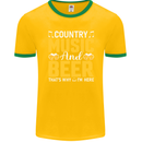 Country Music & Beer Thats Why Im Here Mens Ringer T-Shirt FotL Gold/Green