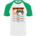 My Perfect Day Video Games Gaming Gamer Mens S/S Baseball T-Shirt White/Green