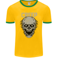 Creep Human Skull Gothic Rock Music Metal Mens Ringer T-Shirt FotL Gold/Green