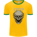 Creep Human Skull Gothic Rock Music Metal Mens Ringer T-Shirt FotL Gold/Green