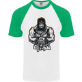 Jiu Jitsu Gorilla MMA Martial Arts Karate Mens S/S Baseball T-Shirt White/Green