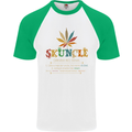 Skuncle Uncle That Smokes Weed Funny Drugs Mens S/S Baseball T-Shirt White/Green