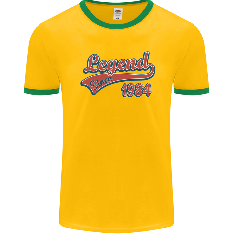 Legend Since 39th Birthday 1984 Mens Ringer T-Shirt FotL Gold/Green